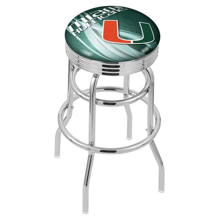 Holland Bar Stool Co 25" Chrome 2-Ring Miami (FL) Swivel Bar Stool, Accent Ring L7C3C25Mia-FL-D2